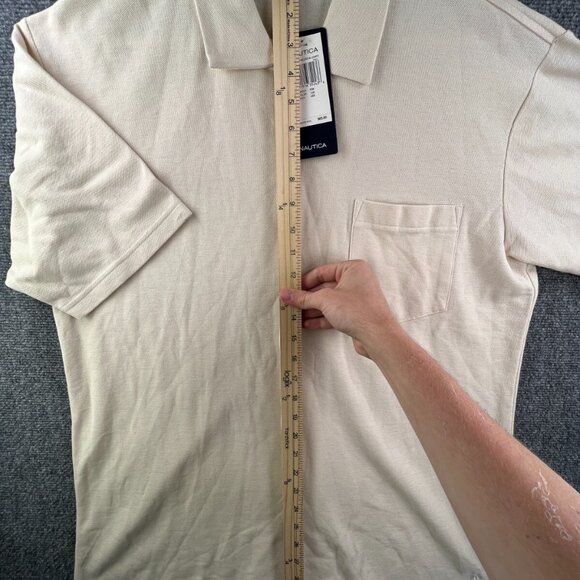 NWD Nautica Men’s Knit Button Up Shirt Yellow Cotton Large Beach Short Sleeve - Picture 3 of 15